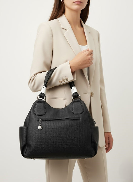 Elegant Two-Tone Pleated Handbag - Chic Shoulder Bag