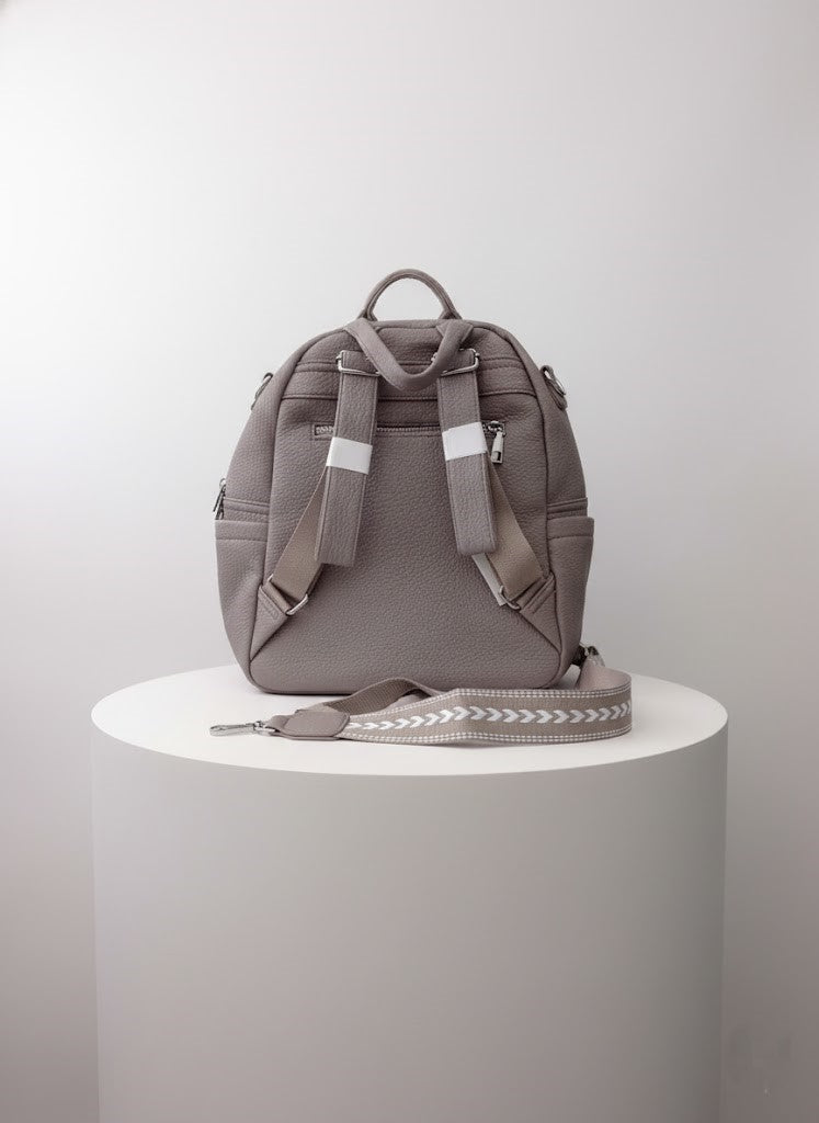 min Leather Mini Backpack - Chic & Compact Style Grey