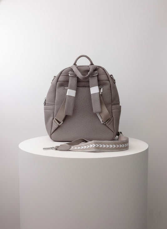 min Grey Leather Mini Backpack - Chic & Compact Style