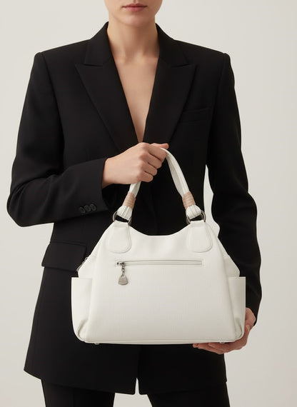 Elegant Two-Tone Pleated Handbag - Chic Shoulder Bag Black & White