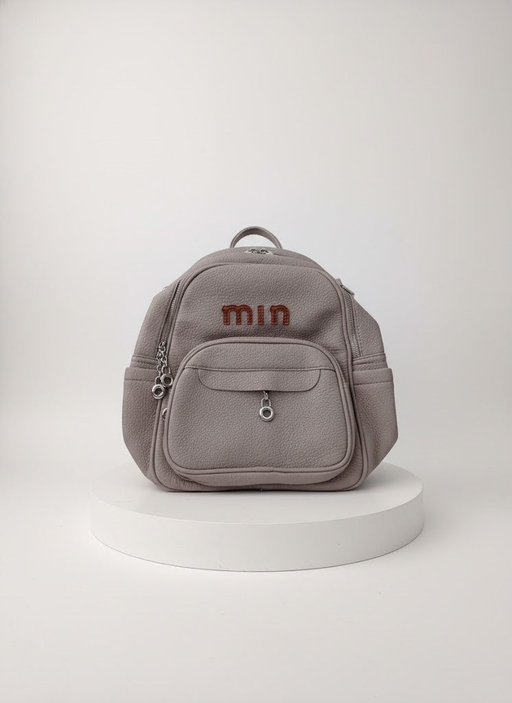 min Leather Mini Backpack - Chic & Compact Style Grey