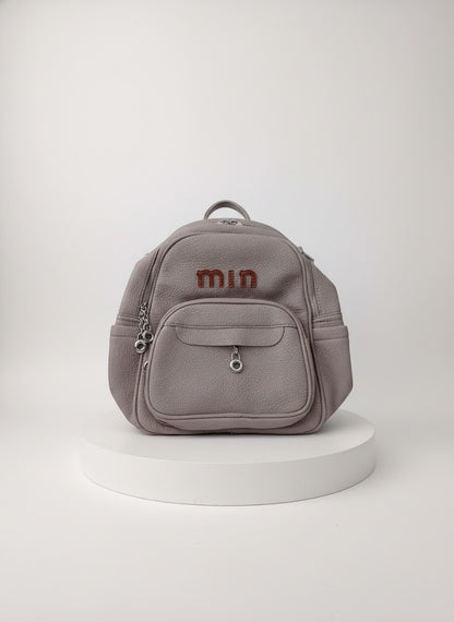 min Leather Mini Backpack - Chic & Compact Style Grey