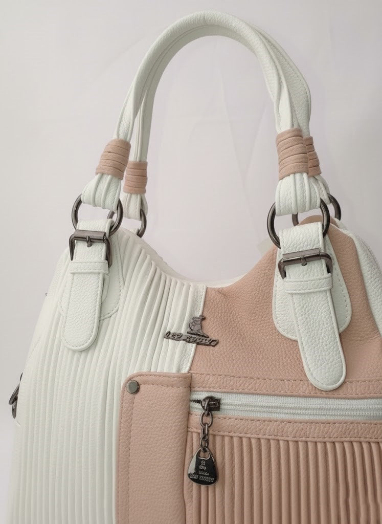 Elegant Two-Tone Pleated Handbag - Chic Shoulder Bag Black & White