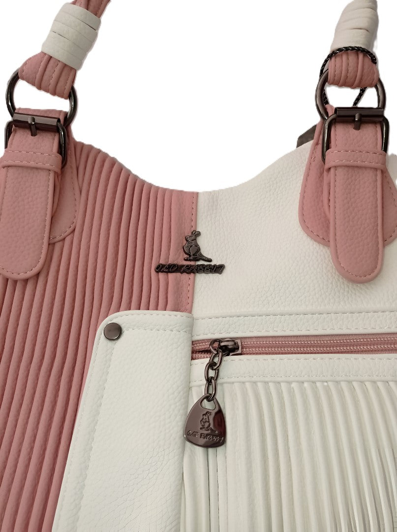 Elegant Two-Tone Pleated Handbag - Chic Shoulder Bag Black & White