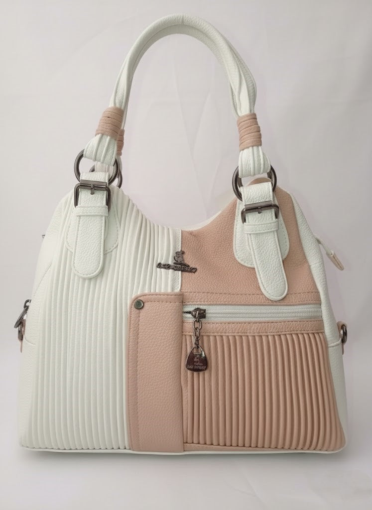 Elegant Two-Tone Pleated Handbag - Chic Shoulder Bag Black & White