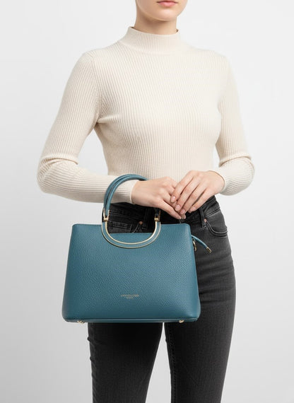 Elegant Teal Leather Handbag - Shop Designer Bags