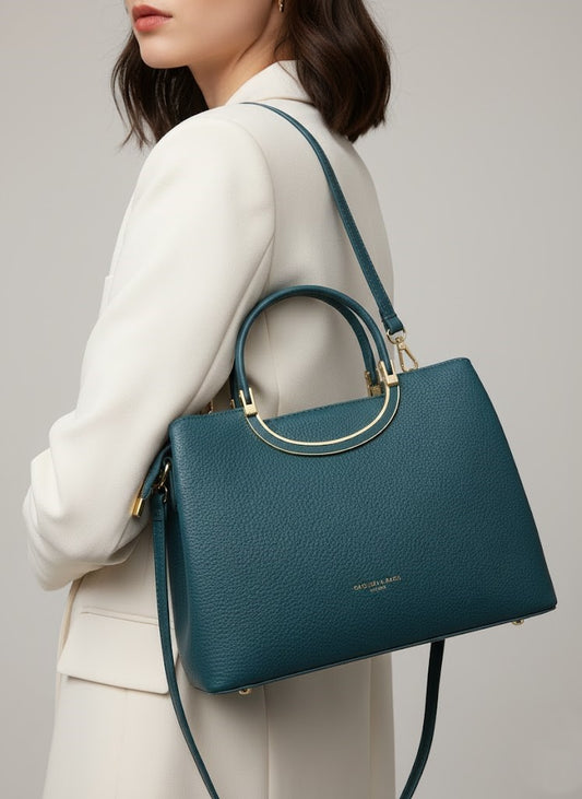 Elegant Teal Leather Handbag - Shop Designer Bags