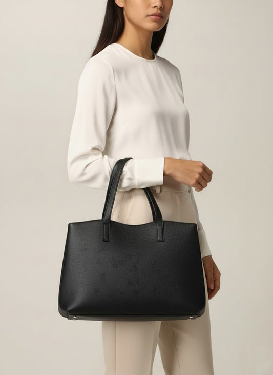 Classic Black Leather Tote Premium Bag | Everyday Elegance