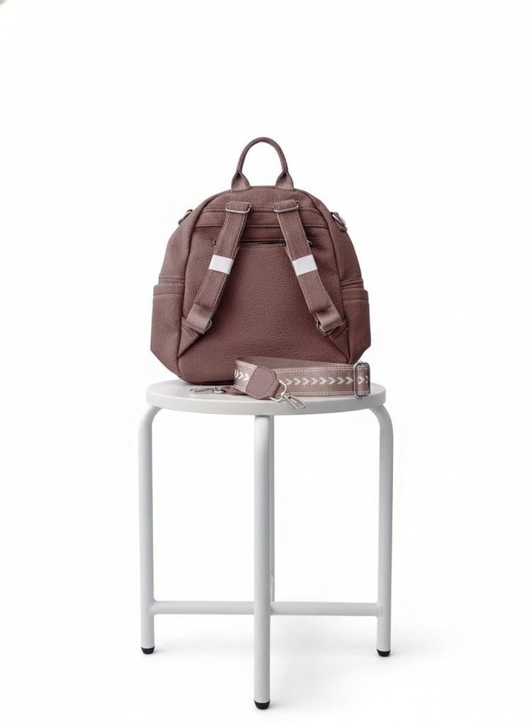min Leather Mini Backpack - Chic & Compact Style Grey