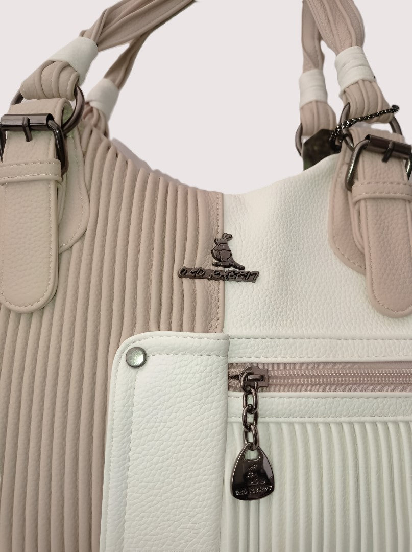 Elegant Two-Tone Pleated Handbag - Chic Shoulder Bag Black & White