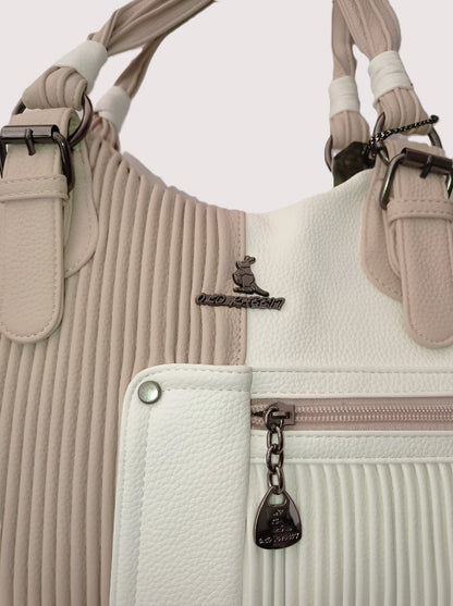 Elegant Two-Tone Pleated Handbag - Chic Shoulder Bag Black & White