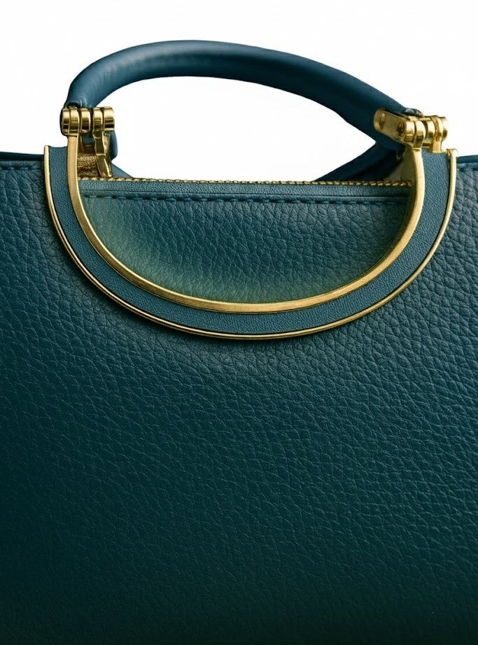 Elegant Teal Leather Handbag - Shop Designer Bags