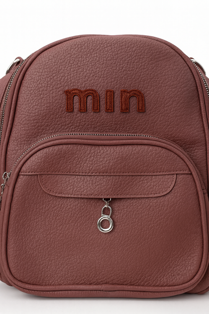 min Leather Mini Backpack - Chic & Compact Style Grey
