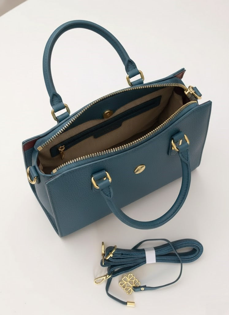 Elegant Teal Leather Handbag - Shop Designer Bags